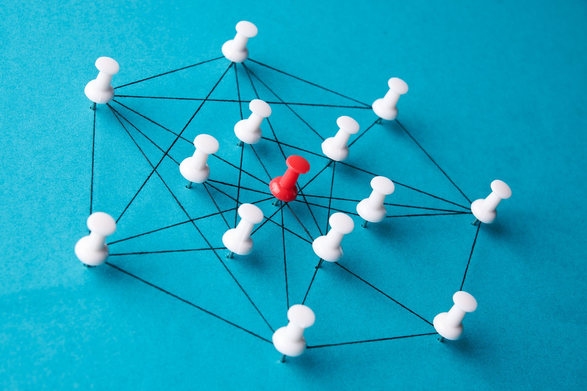 Network connection made from push pins
